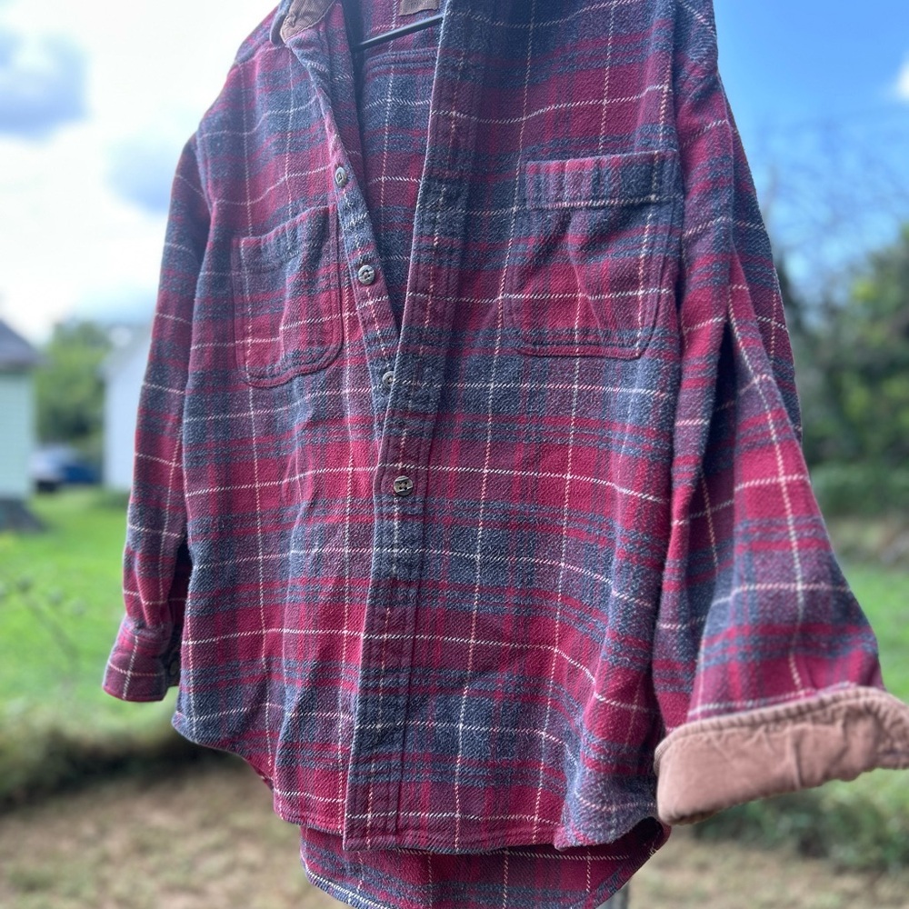 Vintage St. John’s Bay Red and Gray Plaid flannel Button-Up Shirt